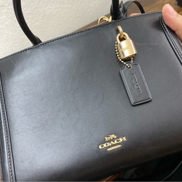 Coach Zoe Black Satchel with Gold Accents - Picture 9 of 15